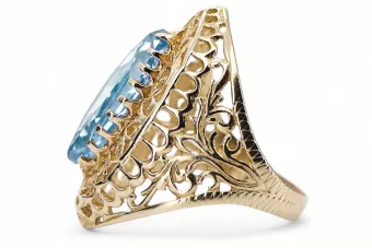 Artisanat vintage Anneau Aigue-marine Or jaune 14 carats vrc090y